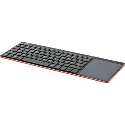 mit 2,4GHz, Aluminium Wireless Slim-Tastatur schwarz/rot InLine® Touchpad,